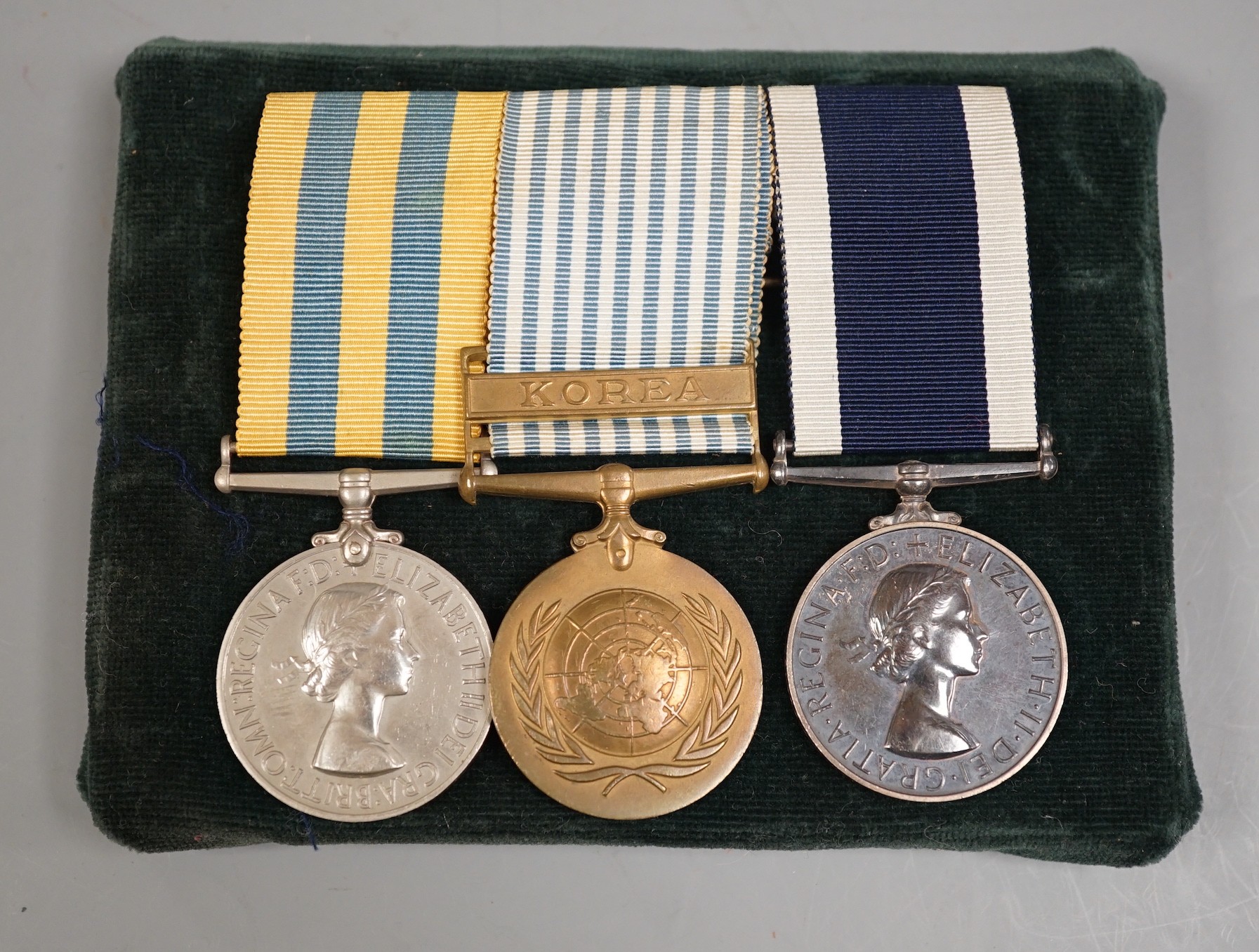 Three Korea medals, awarded to MX . 855843 A.C BATES. E.A .I . H.M.S. EASTBOURNE